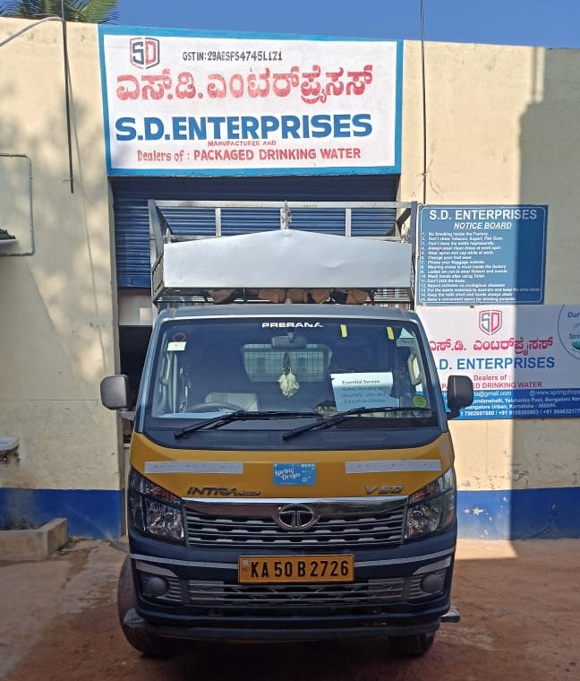 Spring Drops delivery vehicle at the Yelahanka depot